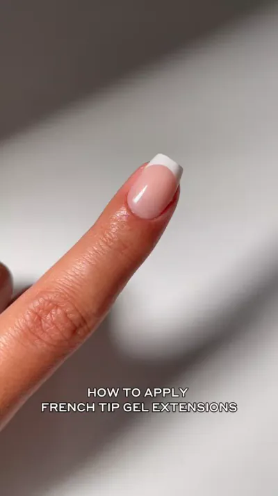 Petal Pink French Tip Gel Extensions | Soft Blush Shade | Ezmio