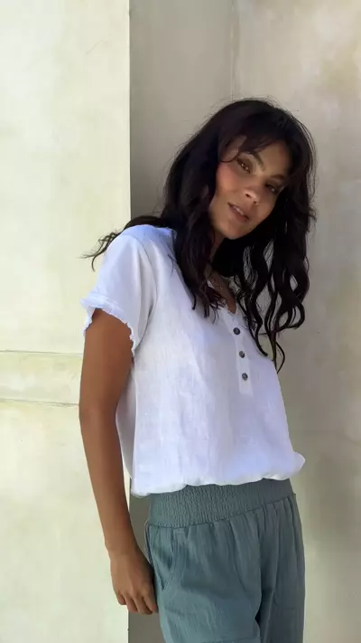 Vivre Linen and Cotton Blouse White | Linen Blend Blouse – Nomad